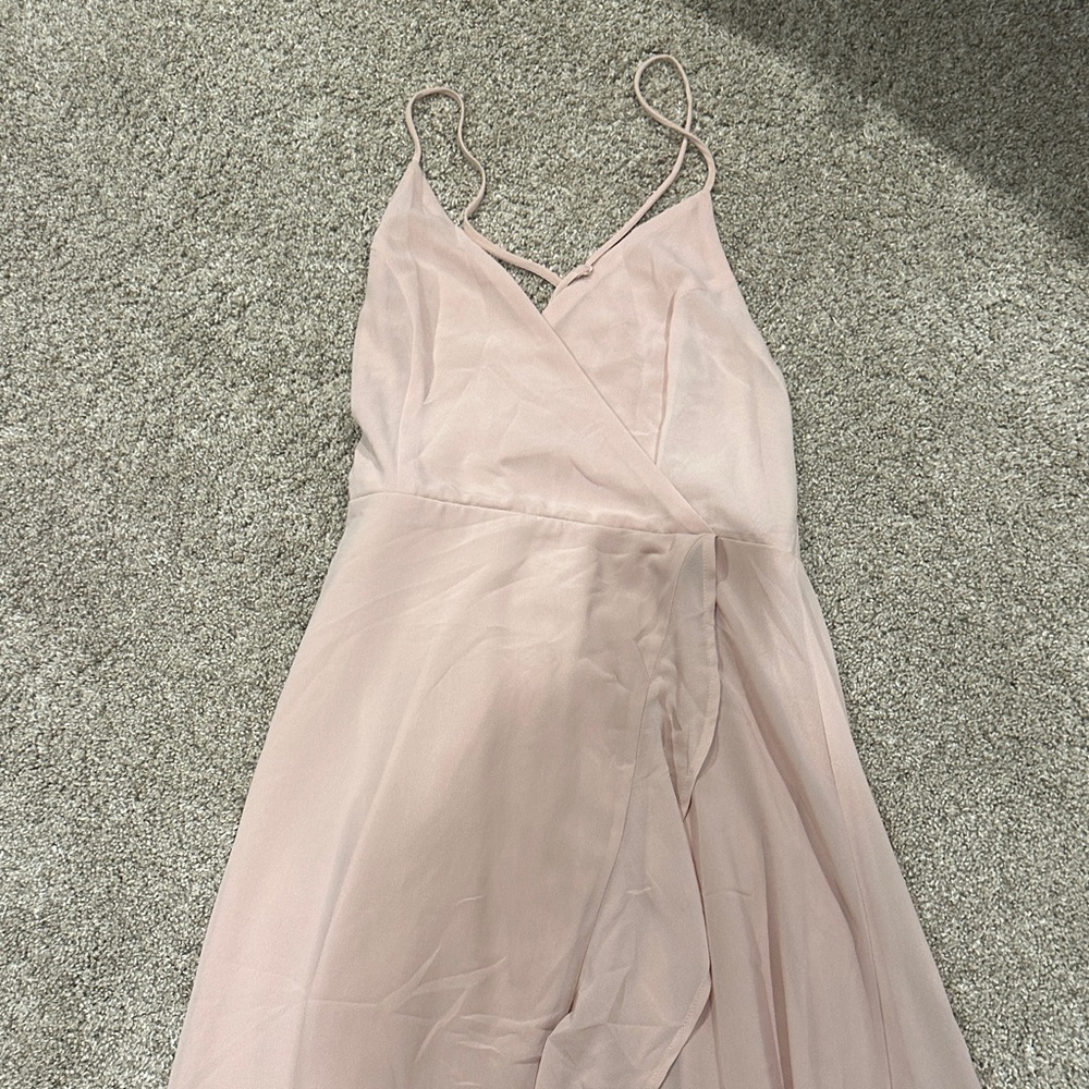 Blush Pink Spaghetti Strap Wrap Dress